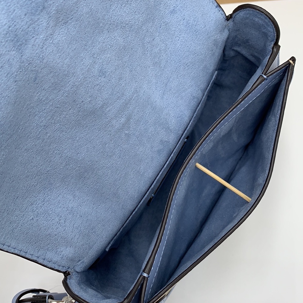 COACH Georgie Saddle Bag In Signat Canvas COLOR:
Silver/Light Khaki/Marble Blue - Picture 13 of 16